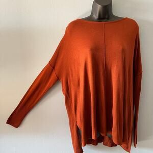 H&M Womens Pullover Sweater Tunic Rust Color Long Sleeve Crew Neck Oversized SzS